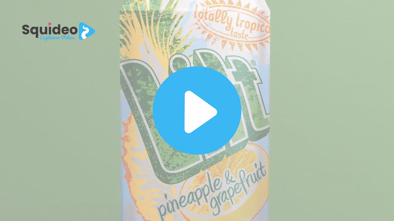 A close-up of a Lilt can — pineapple and grapefruit, 'totally tropical taste' — against a pale green background