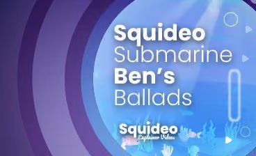 Cover card for Squideo Submarine: Ben's Ballads, white type over a deep purple underwater scene