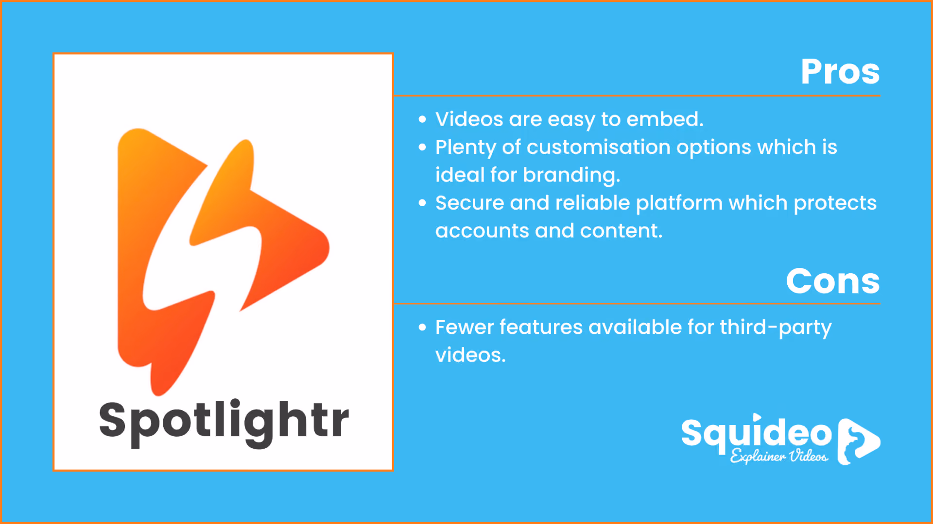 Spotlightr vooPlayer Video Pros and Cons