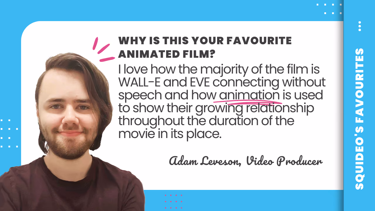 I love how the majority of the film is WALL-E and EVE connecting without speech and how animation is used to show their growing relationship throughout the duration of the movie in its place.